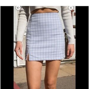 Brandy Melville Blue and White Pencil Mini Skirt with Slit